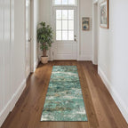 Runner Rug for Hallway Kitchen, 2x6 Machine Washable Runners Rug for Entryway, Soft Modern Abstract Throw Rugs, Low Pile Floor Cover with Non Slip Backing, Turquoise