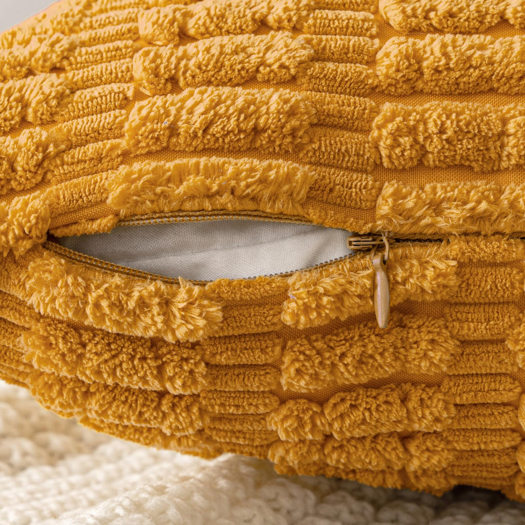MIULEE Corduroy Decorative Throw Pillow Covers 16x16 Gold Yellow Pack of 2