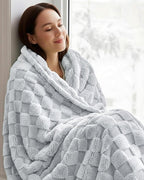 Utopia Bedding Cool Grey Checkered Fleece Throw Blanket for Couch or Bed, Soft Plush Cozy Blanket for Women and Men, Ultra Comfy Travel-Friendly Bed Throws for Relaxation, 50x60 Inches