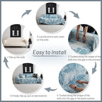 MYSKY HOME Boho Couch Cover for Dogs Washable Sage Abstract Couch Sofa Protector for Cats Pets Friendly Chenille Geometric Sofa Covers Soft Durable Farmhouse Sofa Slipcovers, 91" X118"