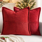 MIULEE Decorative Euro Sham Throw Pillow Covers 24x24 Inch Red 2 Pack