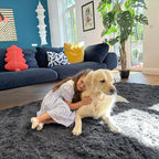 OLANLY 7x7 Machine Washable Large Area Rugs for Living Room, Bedroom, Soft Fluffy Shaggy Bedside Rug, Indoor Floor Carpet for Kids Girls and Boys, Dorms, Nursery, Home Decor Aesthetic, Grey