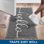 EARTHALL Door Mat Outside Inside Hello Doormat, 36"x24", Durable Floor Mat Non Slip Mat Ultra Absorb Mud Easy Clean Front Doormat for Garage, Entryway, Patio, High Traffic Areas, Grey