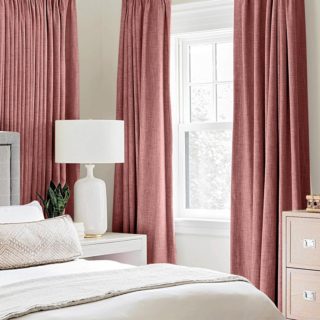 MIULEE 100% Blackout Linen Curtains for Bedroom 52x54 Inches Dusty Rose