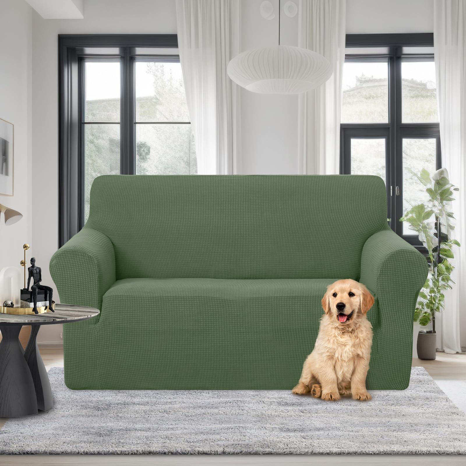 U-NICE HOME Loveseat Cover Stretch Couch Cover Sofa Slipcover, Loden Frost