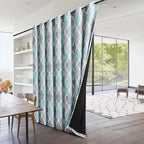 Beauoop 100% Blackout Curtains 96 Inches Long for Patio Sliding Door Aqua Grey Extra Wide Moroccan Geo Room Darkening Thermal Soundproof Room Divider Grommet Window Treatment Drapes,100x96 Set of 1