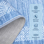 Washable 2.5x10 Kitchen Runner Rug, Easy Clean Geometri Rugs for Hallway Entryway, Indoor Outdoor Non Slip Rug Farmhouse Morden Carpet Door Mat Area Rug for Laundry Room Light Blue
