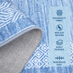 GarveeHome Modern Geometric Area Rug 5x7 Distressed Bordered Washable Non Slip Floor Carpet Non Shedding Thin Rug, Soft Low Pile Contemporary Light Blue Carpet for Dining Room, Living Room