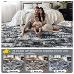 PLHXFR 10x14 Area Rug Living Room: Abstract Washable Carpet Black Gold