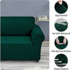 Joccun Christmas Stretch Couch Cover Slipcovers, 1-Piece Sofa Covers for 3 Cushion Couch Spandex Jacquard Washable Furniture Protector Cover for Living Room,Kids,Pets(Sofa,Hunter)