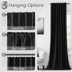 Guken Black 100% Blackout Curtains 90 Inch Length 2 Panels Set for Living Room Bedroom Back Tab Thermal Insulated Black Out Linen Drapes Room Darkening Window Curtains 90 Inches Long