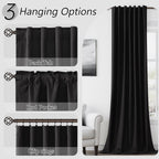 Guken Black 100% Blackout Linen Curtains 102 Inch Length 2 Panels Set for Living Room Bedroom Back Tab Thermal Insulated Black Out Drapes Room Darkening Window Curtains,52x108