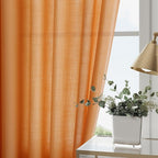 Nanspring Orange Linen Blend Drapes 84 Inch Length 2 Panels Set Back Tab Rod Pocket Light Filtering Privacy Semi Sheer Textured Curtains Neutral Farmhouse Decor Curtains for Living Room Bedroom 52x84
