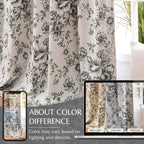jinchan Floral Linen Blackout Curtains for Bedroom 96 Inches Long