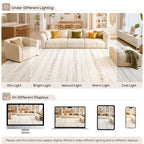 Nakagishi Boho 5x7 Area Rug Living Room Rugs Machine Washable Beige/Brown