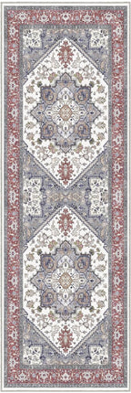 OPPODREAM Soft Entryway Rug 2x6, 2x6 Rug Runner, Washable Hallways Carpet 2 x 6 with Non Slip Backing, Low-Pile Bedside Carpet 2 x 6, Long, Faux Cashmere, Red & Grey