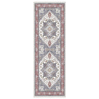 OPPODREAM Soft Area Rugs 2x6, Persian-Inspired Washable Rug, Red & Grey