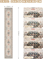 Hallway Runner Rug 2x12, Extra Long Washable Runner Rugs with Rubber Backing, Non Slip Runner, Vintage Rug Runners for Kitchen Laundry Room Entryway (Blue/Red/Multi,2'x12')