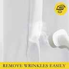 NICETOWN 100% Absolutely Blackout Linen Curtains with Thermal Insulated White Liner, White, 52 inches Wide, 45 inches Length Energy Saving Curtains for Cafe 2 Panels Set, Vertical Blinds