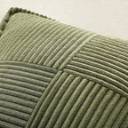 MIULEE Spring Decorative Throw Pillow Covers for Couch Bed Livingroom 18x18 Inch Set of 2 Olive Green Boho Accent Throw Pllows Broadside Striped Patchwork Soft Corduroy Summer Pillowcases