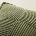MIULEE Olive Green Corduroy Lumbar Pillow Covers 12x20 Inch 12x20 Inch with Splicing Set of 2 Soft Boho Pillow Covers Broadside Decorative Textured Summer Pillowcases for Couch Bed Livingroom
