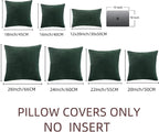 Fancy Homi Set of 2 Dark Green Decorative Throw Pillow Covers 24x24 Inch for Bedroom Couch Bed, Boho Farmhouse Forest Green Home Decor, Soft Corss Corduroy Patchwork Textured Cushion Case 60x60 cm
