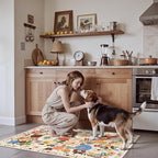 2x5 Entryway Runner Rugs, Non Slip Washable Rugs with Rubber Backing Soft Floral Carpet Runner for Kitchen, Laundry, Bedroom, Bathroom(2 x 5, Beige Garden)