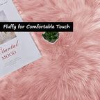 Goolela Pink Round Rug 5ft Circle Fluffy Fuzzy Fur Carpet for Girls Bedroom Living Room Faux Sheepskin Soft Plush Washable