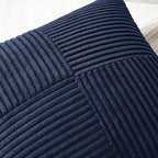 MIULEE Navy Blue Decorative Throw Pillow Covers 18x18 Inch for Couch Bed Sofa Pack of 2 Boho Farmhouse Throw Pillows Soft Cross Corduroy Patchwork Textured Cushion Cases