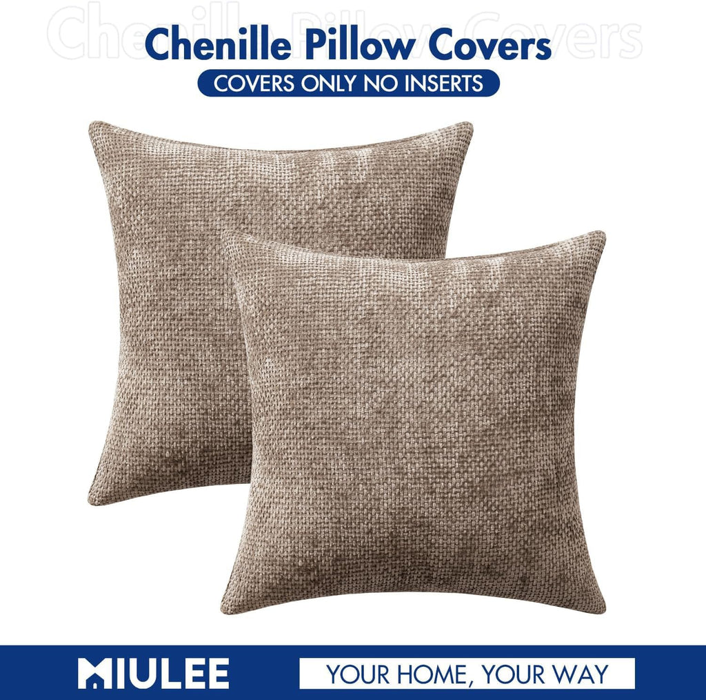 MIULEE Decorative Couch Throw Pillow Covers 18x18 Inch Light Khaki 2 Pack