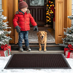 Smiry Front Door Mat Outside Entrance, Heavy Duty Natural Rubber Doormat, Non Slip, Trap Dirt and Moisture, Easy Clean, Low Profile Welcome Floor Mats for Indoor Outdoor Entry, 71x23 Inch, Brown