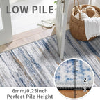 3x7 Washable Runner Rug for Family: Easy-to-Clean Runners for Hallway Entryway Kitchen Bedroom - Stain and Water Resistant Rugs with Non-Slip Backing - Soft Low-Pile Carpet Navy Grey