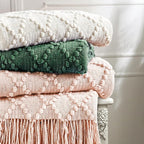 BOURINA Pink Throw Blanket 50 x70 Inch Jacquard Throw Knitted Blanket
