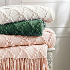 BOURINA Pink Throw Blanket 50 x70 Inch Jacquard Throw Knitted Blanket