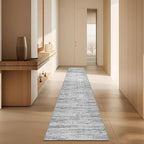 2x10 Runner Rug Non-Slip，Modern Abstract 10ft Washable Runner Rugs for Hallways, Ultra-Thin Long Kitchen Rug Runners,Stain Resistant Floor Carpet for Bedroom,Laundry Room,Entryway（Blue/Grey,2'x10'）