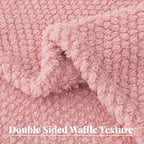 Whale Flotilla Twin Size Fuzzy Fleece Blanket for Bed, 60x80 Inch Fluffy Warm Soft Jacquard Blankets for All Season, Lightweight and Cozy, Pink