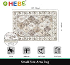 HEBE Washable Area Rug - 2'x3' Non Slip Soft Distressed Medallion Bedroom Boho Living Room Accent Throw Vintage Entry Floor Carpet for Dining Room Bathroom Entryway
