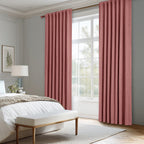 MIULEE 100% Blackout Linen Curtains 42 x 96 Inch Dusty Rose Pink 2 Panels