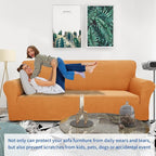 ZNSAYOTX 1 Piece Jacquard Couch Covers for 3 Cushion Couch High Stretch Sofa Cover for Pets Dogs Anti Slip Extra Large Sofa Slipcovers Furniture Protector (X-Large, Orange)