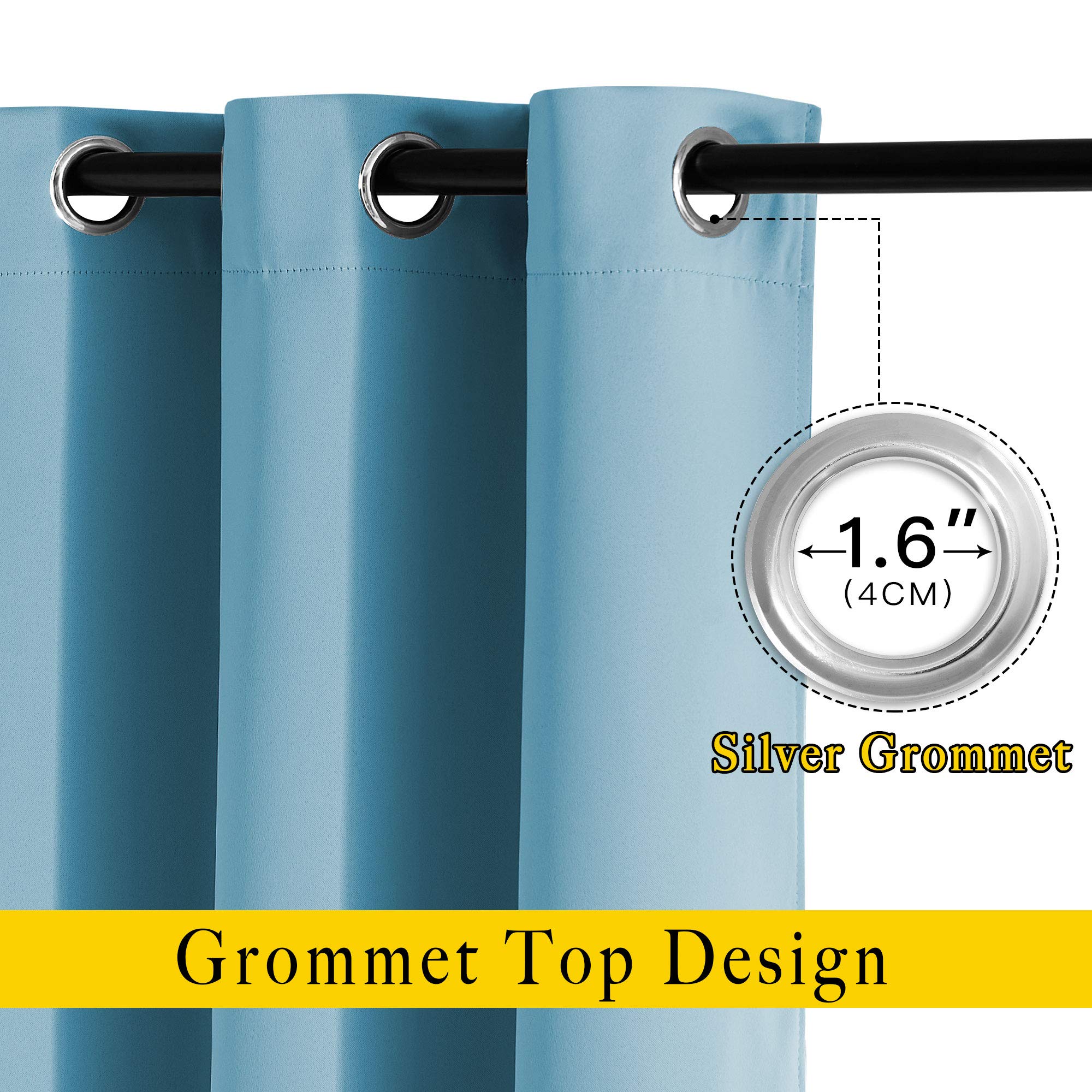 NICETOWN Room Darkening Curtains for Room Divider, Grommet Thermal Curtains Light & Sound Reducing Window Treatments for Sliding Glass Door, W66 x L110, Teal Blue, 2 Panels