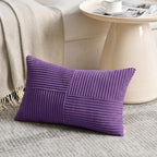 Fancy Homi 2 Packs Purple Lumbar Decorative Throw Pillow Covers 16x26 Inch for Living Room Couch Bed Sofa, Farmhouse Home Decor, Soft Striped Corduroy Rectangle Accent Cushion Case 65x40 cm