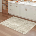 2x3 Washable Rugs for Kitchen, Floor, Entryway, Powder Room Small Area Rug Non-Slip Vintage Low Pile Throw Door Mat Beige/Gray