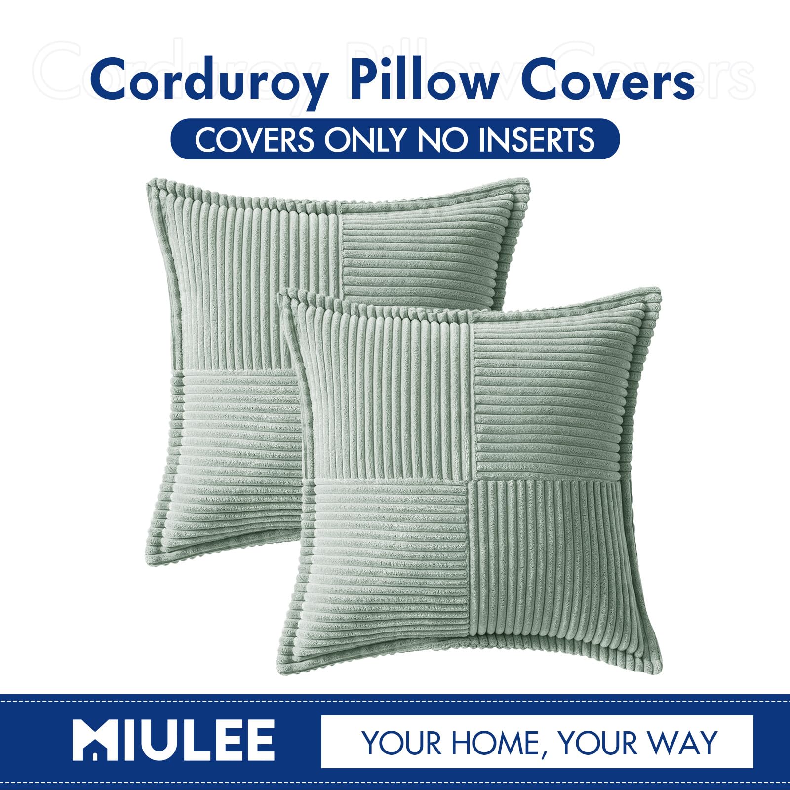 MIULEE Decorative Throw Pillow Covers for Couch 18x18 Inch Greyish Green