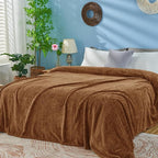 inhand Dark Brown Fleece Queen Blanket for Bed, Super Soft Flannel Cozy Blankets for Adults, Lightweight Leaves Pattern Fuzzy Blanket for Office,Warm Plush Blankets for All Season, 90x90 Inches
