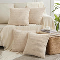 Fancy Homi 4 Packs Decorative Throw Pillow Covers for Living Room Couch Bed, Modern Farmhouse Boho Home Décor Accent Cushion Case, 16" x 16", Tan
