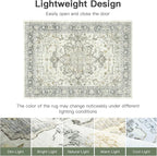 Lofus 5x7 Area Rugs for Living Room, Machine Washable Non-Slip Area Rug, Low Pile Large Rugs for Bedroom, Kitchen, Dining Room, Home Office, Vintage Oriental Print Rug, Taupe Grey