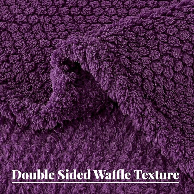 Whale Flotilla King Size Fuzzy Fleece Blanket for Bed, 90x104 Inch Fluffy Warm Soft Jacquard Blankets for All Season, Lightweight and Cozy, Purple