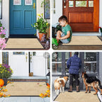 Smiry Front Door Mat Outside Entrance, Heavy Duty Sturdy Natural Rubber Doormat, Trap Dirt and Moisture, Easy Clean Low Profile Mats for Indoor Outdoor Entry, Irregular Triangle (47x32, Beige)