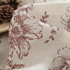 jinchan Linen Blend Curtain Floral Curtains for Living Room 84 Inch Length Farmhouse Brick Red Printed Curtain Rod Pocket Back Tab Peony Flower Patterned Drapes Curtains Set 2 Panels