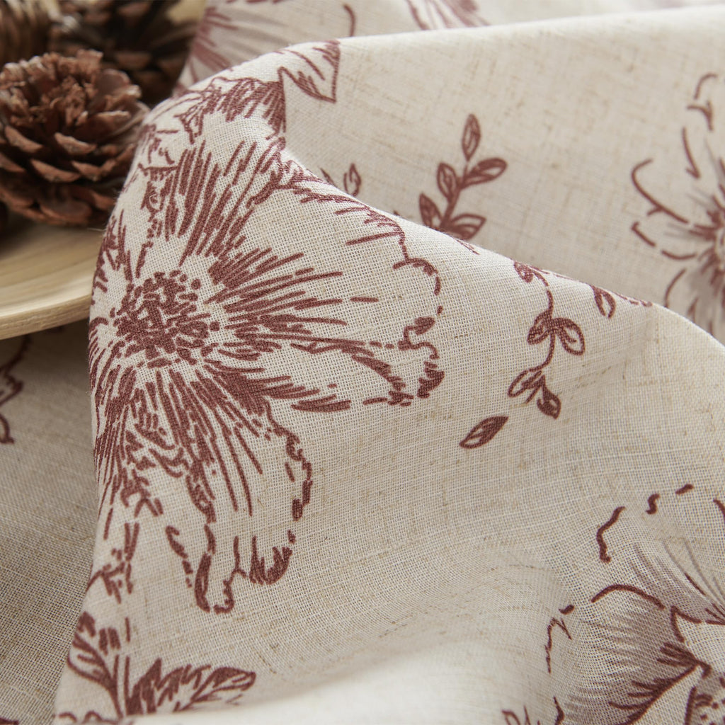 jinchan Vintage Floral Linen Curtains 63 Long for Living Room 2 Panels